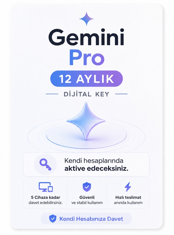 Google AI Pro Gemini 12 Aylık Dijital Key