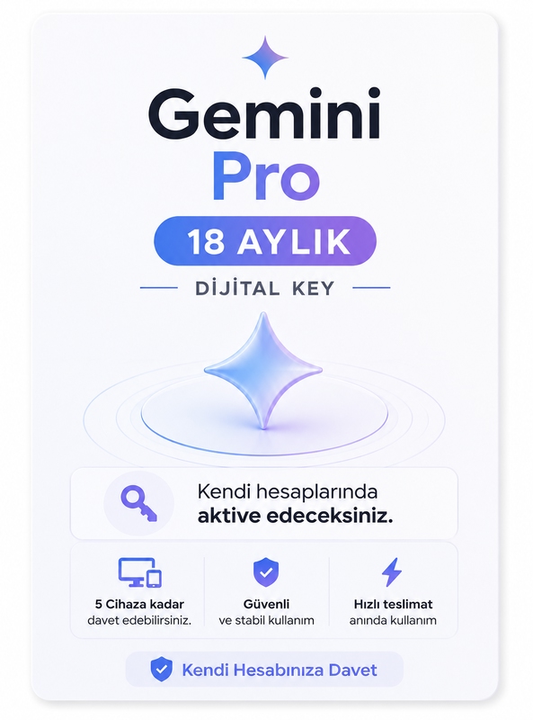 Google AI Pro Gemini 18 Aylık Dijital Key